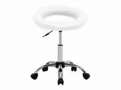 Clearance Silla de trabajo con ruedas de piel sintética blanca Blanco