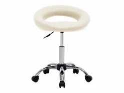 Clearance Silla de trabajo con ruedas cuero sintético ES405570 Crema