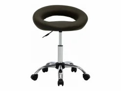 Silla de trabajo con ruedas cuero sintético marrón ES737038