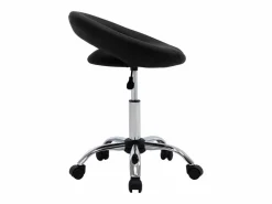 Hot Silla de trabajo con ruedas cuero sintético ES18187 Negro