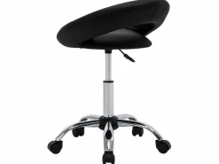 Hot Silla de trabajo con ruedas cuero sintético ES18187 Negro