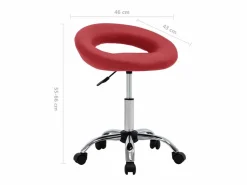 Hot Silla de trabajo con ruedas cuero sintético rojo tinto Taburete De Oficina