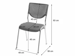 Outlet MCW Silla de visita H401 Apilable (juego de 2), asiento gris oscuro, patas cromadas Gris antracita / Plateado
