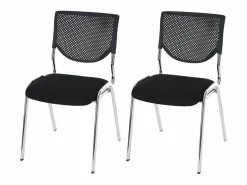 MCW Silla de visita H401 Apilable (juego de 2), asiento negro, patas cromadas