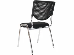 MCW Silla de visita H401 Apilable (juego de 2), asiento negro, patas cromadas
