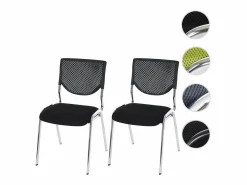 MCW Silla de visita H401 Apilable (juego de 2), asiento negro, patas cromadas