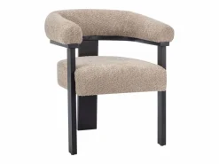 Clearance Silla en tela bouclé y madera de hevea - Topo y negro - LIVELIA Sillas Y Lotes De Sillas