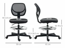 Silla ergonómica de pie, regulable en altura, con reposapiés, color , (59x61x93-113 cm) ###