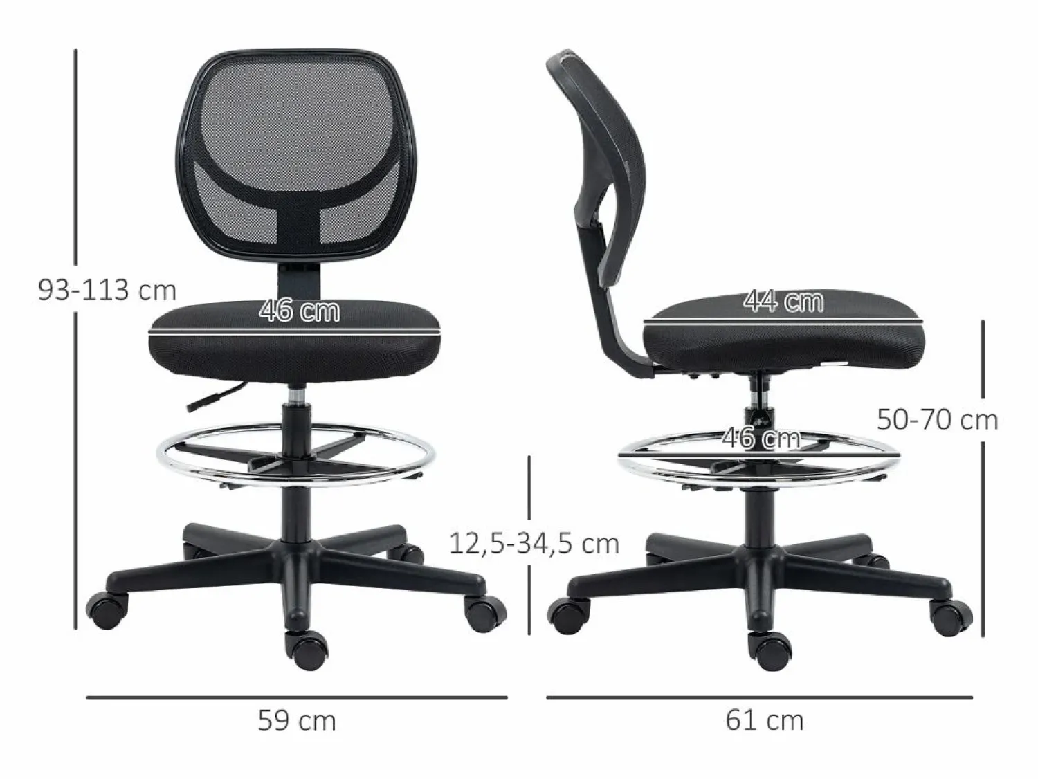 Silla ergonómica de pie, regulable en altura, con reposapiés, color , (59x61x93-113 cm) ###