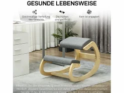 Silla ergonómica de rodillas con función de inclinación, madera, (54,5x85x54 cm)