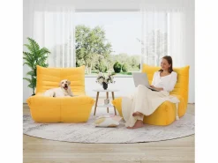 DripeX Silla extraze en tela de oruga amarilla - asiento profundo de 62 cm - 80x85x84cm