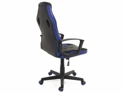 Sale Silla gamer junior, asiento de cuero sintético reclinable, doble acolchado, reposacabezas, altura ajustable, giratorio, ruedas suaves SENA (negro azul) Silla Gaming