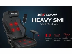 New MAXPODIUM Silla gamer premium con función de masaje, soporta 170 kg – Heavy SMI, Negra Negro