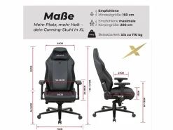 New MAXPODIUM Silla gamer premium con función de masaje, soporta 170 kg – Heavy SMI, Negra Negro