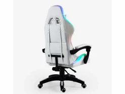Silla gaming blanca ergonómica reclinable LED sillón con cojín Pixy Multicolor