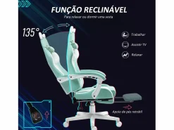 Clearance Silla gaming Cat 2 cojines + reposapiés turquesa 116-124x65x62 cm Silla Gaming