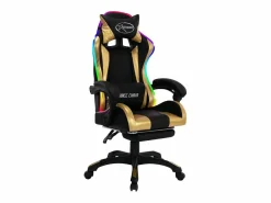 vidaxl Silla gaming con luces LED RGB cuero sintético y negro