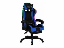 New Silla gaming con luces LED RGB cuero sintético azul y negro Silla Gaming