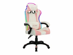Clearance Clicnbuy Silla gaming con luces LED RGB cuero sintético rosa y negro Multicolor