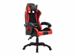 Clicnbuy Silla gaming con luces LED RGB cuero sintético rojo y negro