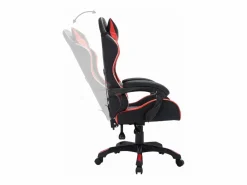 Clicnbuy Silla gaming con luces LED RGB cuero sintético rojo y negro