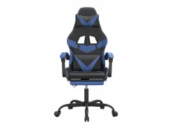 Clicnbuy Silla gaming con reposapiés cuero sintético azul