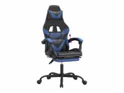 Clicnbuy Silla gaming con reposapiés cuero sintético azul