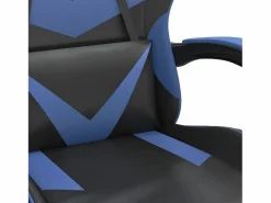 Clicnbuy Silla gaming con reposapiés cuero sintético azul
