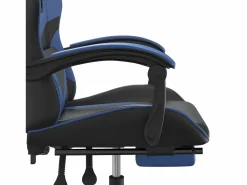 Clicnbuy Silla gaming con reposapiés cuero sintético azul
