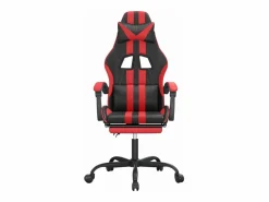 Clicnbuy Silla gaming con reposapiés cuero sintético rojo