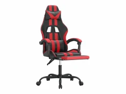 Clicnbuy Silla gaming con reposapiés cuero sintético rojo