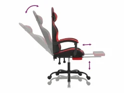 Clicnbuy Silla gaming con reposapiés cuero sintético rojo