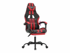 Clicnbuy Silla gaming con reposapiés cuero sintético rojo