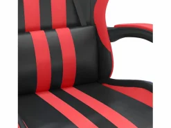 Clicnbuy Silla gaming con reposapiés cuero sintético rojo