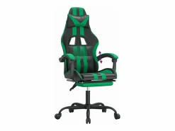Silla gaming con reposapiés cuero sintético verde Silla Gaming