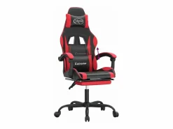 Clicnbuy Silla gaming con reposapiés cuero sintético rojo Negro