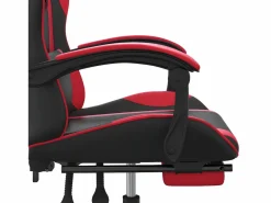 Clicnbuy Silla gaming con reposapiés cuero sintético rojo Negro