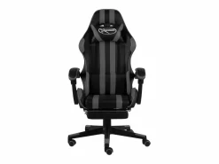 Clearance Silla gaming con reposapiés cuero sintético negro y Silla Gaming