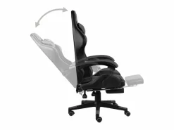 Clearance Silla gaming con reposapiés cuero sintético negro y Silla Gaming