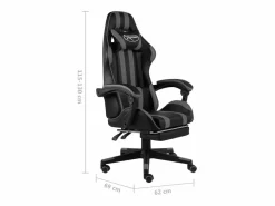 Clearance Silla gaming con reposapiés cuero sintético negro y Silla Gaming