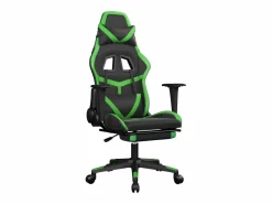 Silla gaming con reposapiés cuero sintético verde Silla Gaming