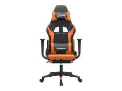 Discount Silla gaming con reposapiés cuero sintético naranja Silla Gaming