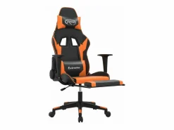 Discount Silla gaming con reposapiés cuero sintético naranja Silla Gaming