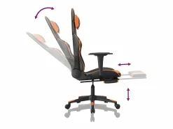 Discount Silla gaming con reposapiés cuero sintético naranja Silla Gaming