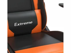 Discount Silla gaming con reposapiés cuero sintético naranja Silla Gaming