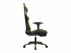 Clicnbuy Silla gaming con reposapiés cuero sintético dorado