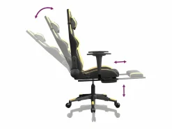 Clicnbuy Silla gaming con reposapiés cuero sintético dorado