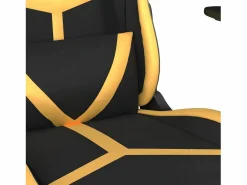 Clicnbuy Silla gaming con reposapiés cuero sintético dorado