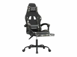 Best Clicnbuy Silla gaming con reposapiés cuero sintético camuflaje Negro