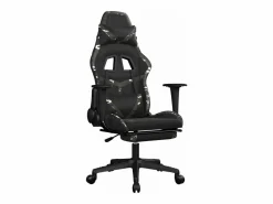 New Clicnbuy Silla gaming con reposapiés cuero sintético camuflaje Negro